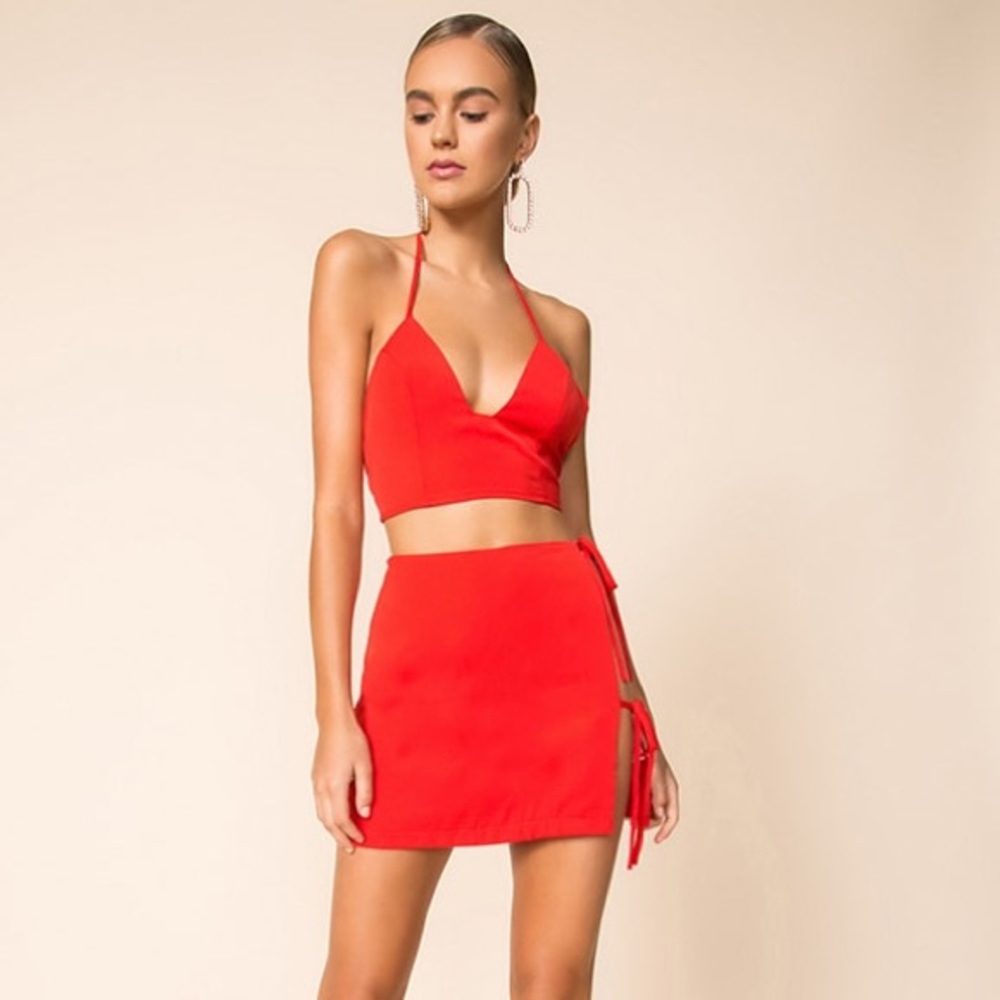 Never been worn! Superdown Clara Skirt Set in red size xs